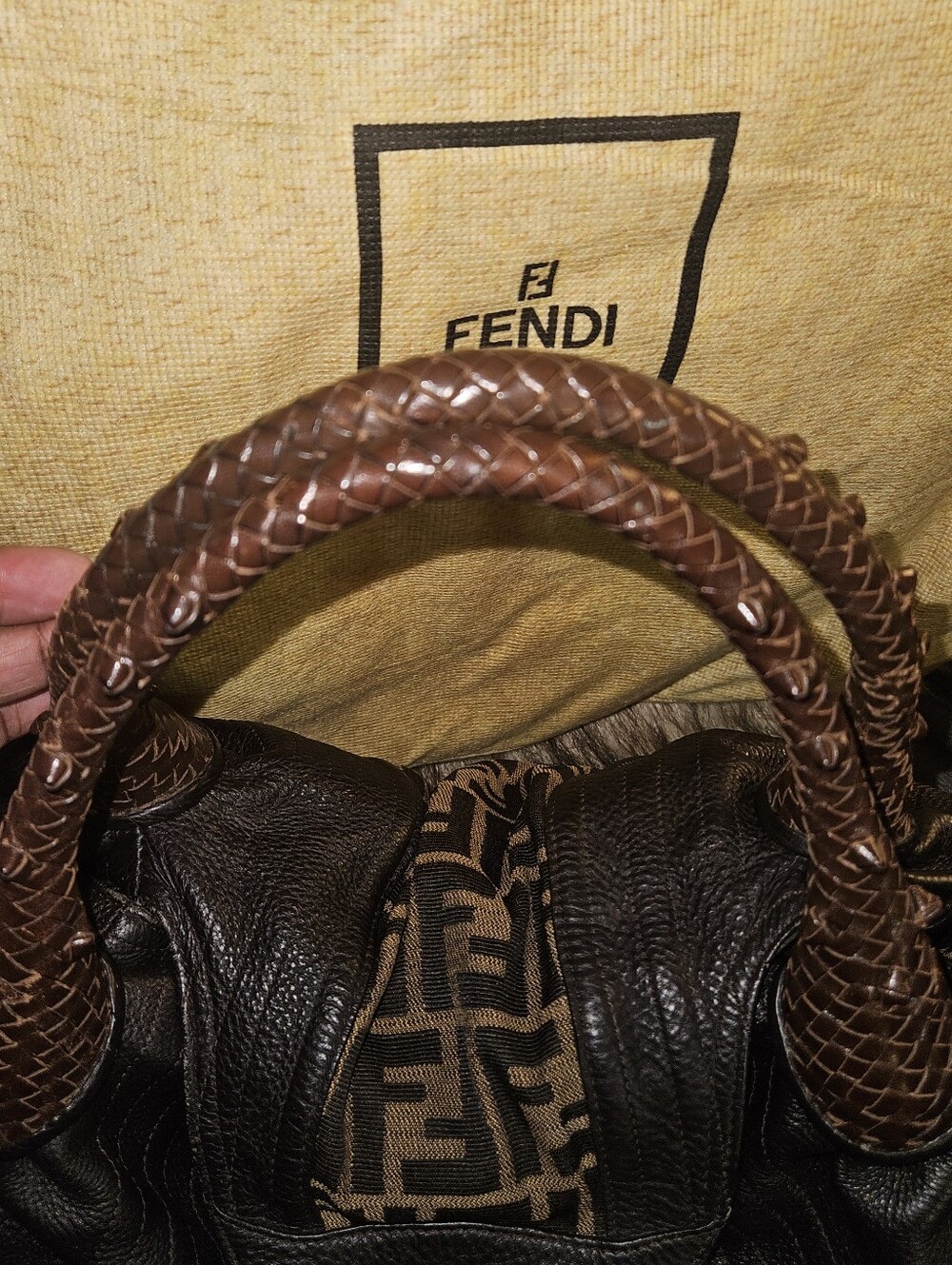 FENDI Nappa Nuvolata Vitello Tortuga Spy Bag - Picture 14 of 16